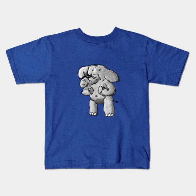 Nervous Elephant Painting Kids T-Shirt by Dnatz